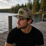 Bottomland Camo SnapBack with Leather Patch
