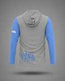 Long Sleeve Performance Hoodie - Gray and Light Blue