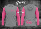 Long Sleeve Performance Hoodie - Gray and Hot Pink