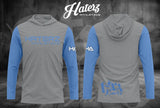 Long Sleeve Performance Hoodie - Gray and Light Blue