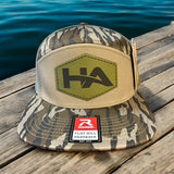 Bottomland Camo SnapBack with Leather Patch